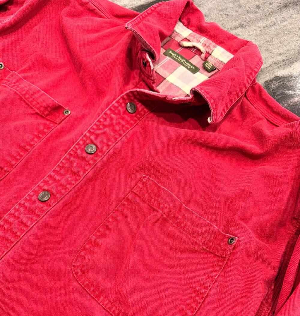 Great Northwest Mens XL Red Heavyweight Flannel Lined Shirt Jacket Snap Workwear